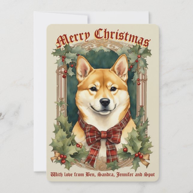 Festividades Cartão de Natal de Cão Shiba Inu (Frente)