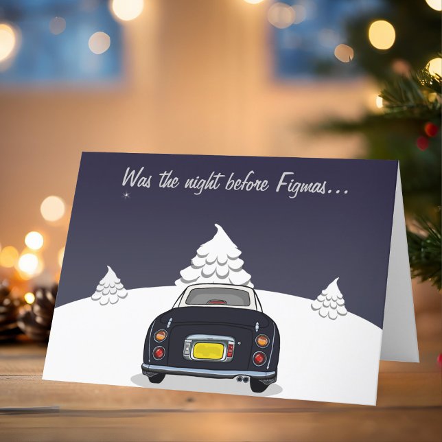 Festividades Cartão de Natal de Carro Black Figaro (Happy Fig-mas! A fun figgy themed christmas card to send to your car! (or your figgy loving friends))