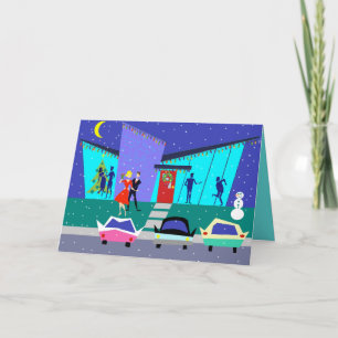 Festividades Cartão de Natal de Cartoon de Férias Retro