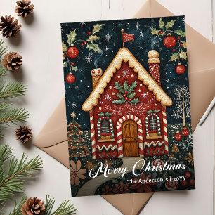 Festividades Cartão de Natal de casa aconchegante e antigo para