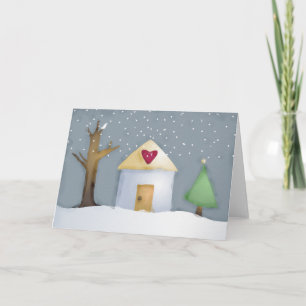 Festividades cartão de natal de casa de amor