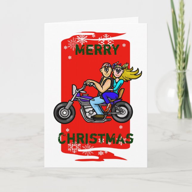 Festividades Cartão de Natal de Casal Biker (Frente)