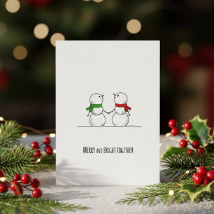 Festividades Cartão de Natal de Casal de Boneco de Neve Doce
