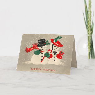 Festividades Cartão de Natal de Casal de Neve Vintage
