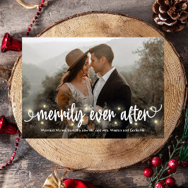 Festividades Cartão de Natal de Casamento Feliz com Foto