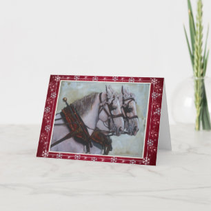 Festividades Cartão de Natal de Cavalo Percheron Draft Red