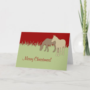 Festividades Cartão de Natal de Cavalo Vermelho e Verde