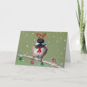 Festividades Cartão de Natal de Chickadee, de formato preto