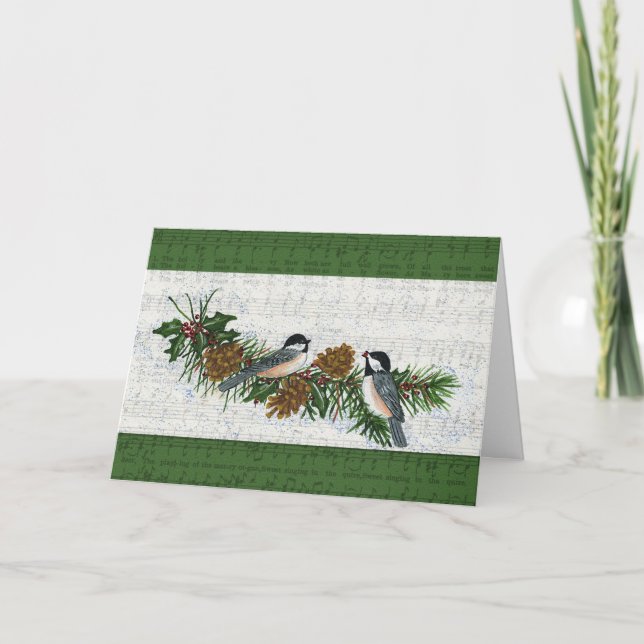 Festividades Cartão de Natal de Chickadees (Frente)