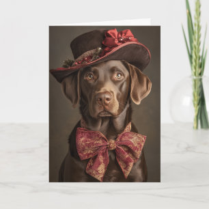 Festividades Cartão de Natal de Chocolate Lab Elegante Cão Vito