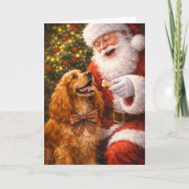 Festividades Cartão de Natal de Cocker Spaniel – Charlie com Pa
