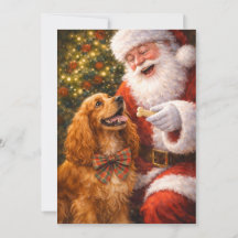 Cartão de Natal de Cocker Spaniel – Charlie com Pa