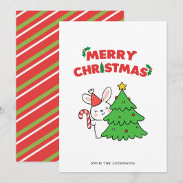 Festividades Cartão de Natal de Coelho de desenho animado fofo