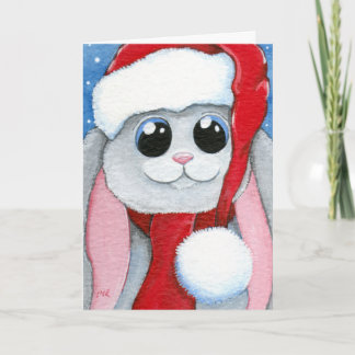Festividades Cartão de Natal de Coelho Festivo Bonito