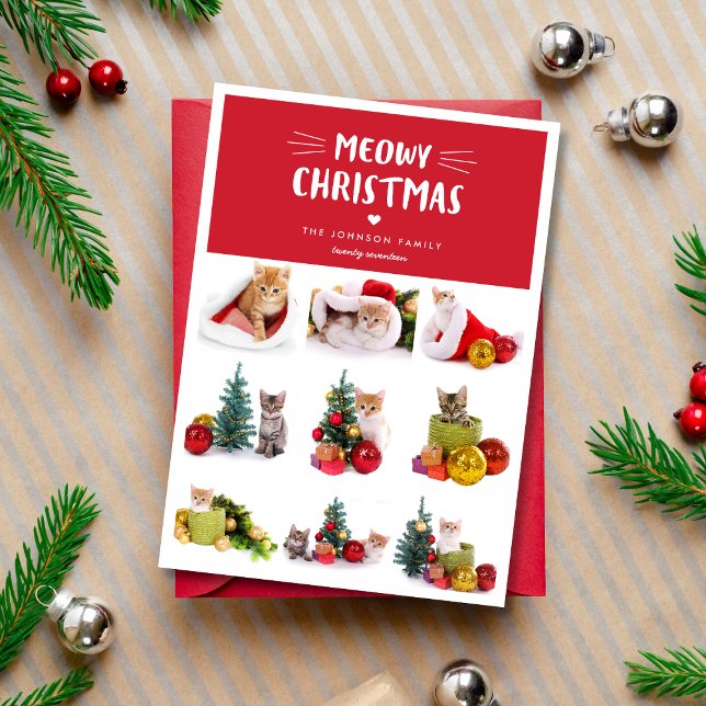 Festividades Cartão de Natal de Colagem de Fotos de Gato de Nat (Criador carregado)