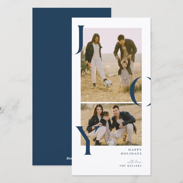 Festividades cartão de Natal de colagem de fotos Minimalism Joy (Frente/Verso)