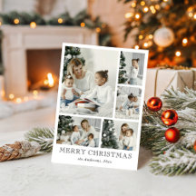 Cartão de Natal de Colagem de Fotos Simples e Boni