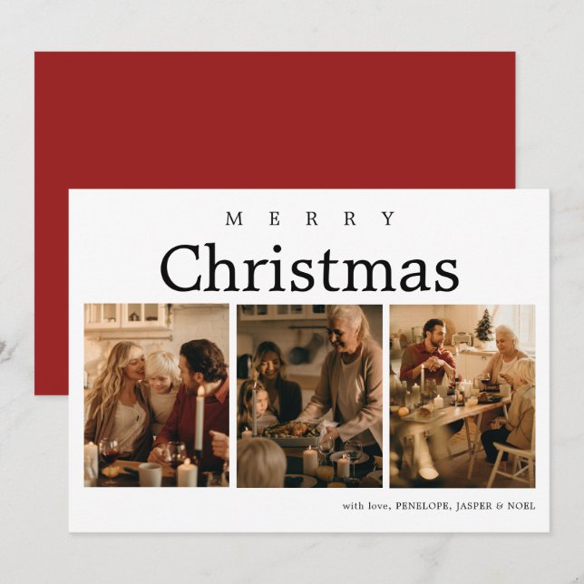 Festividades Cartão de Natal de Colagem Elegante Simples (Frente/Verso)