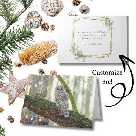 Festividades Cartão de Natal de coruja com luzes e neve de feri