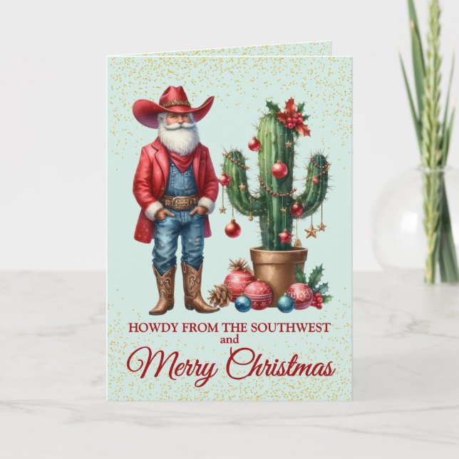 Festividades Cartão de Natal de Cowboy do Dessert Sudoeste Boni (Frente)