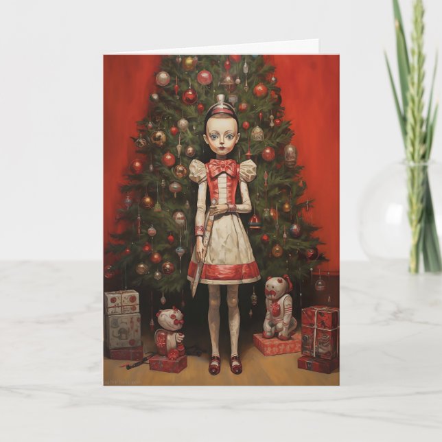 Festividades Cartão de Natal de Dolly Feriada Creepy 5x7 (Frente)