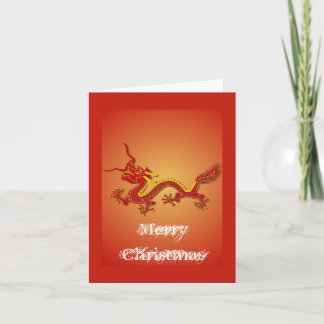 Festividades Cartão de Natal De Dragão Vermelho E Dourado Chinê