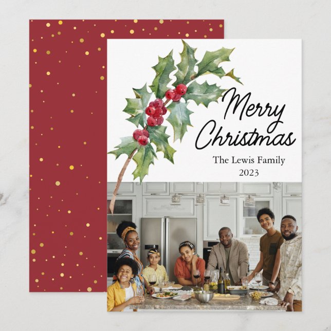 Festividades Cartão de Natal de Elegantes Frutas do Inverno (Frente/Verso)