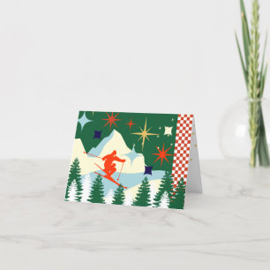 Festividades Cartão de Natal De Esqui Retroativo
