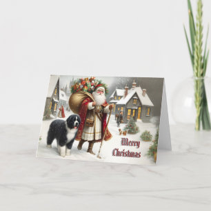 Festividades Cartão de Natal de Estilo Antiquado de Cão da Terr