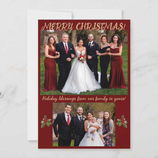 Festividades Cartão de Natal de estilo formal vermelho e dourad (Frente)