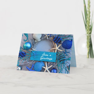 Festividades Cartão de Natal de Feriado de Seashell Costeiro Tr