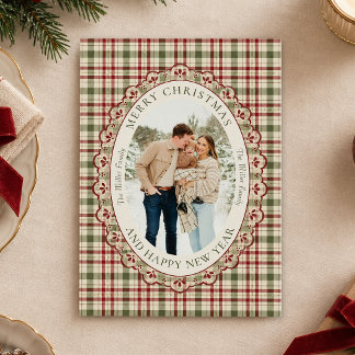Festividades Cartão de Natal de Férias com Foto da Família em X