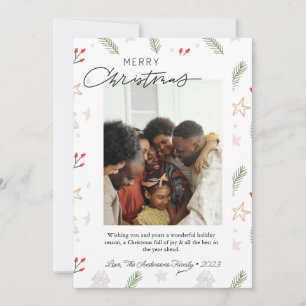 Festividades Cartão de Natal de Férias com Foto Minimalista Mod