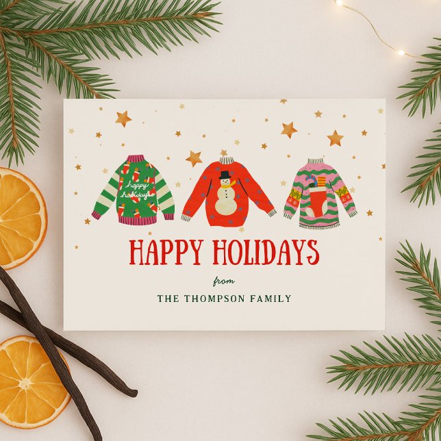 Festividades Cartão de Natal de férias com suéter feio engraçad (Criador carregado)