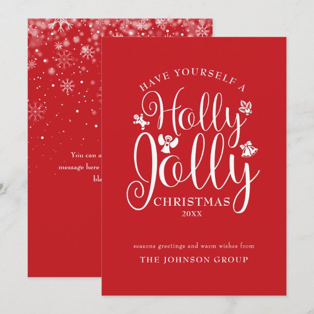 Festividades Cartão de Natal de Férias de Escritório com Letra  (Frente/Verso)