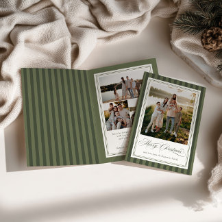 Festividades Cartão de Natal de Férias de Foto Listrada Verde D
