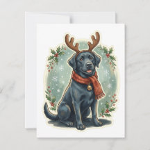 Cartão de Natal de Férias de Rena do Lab Negro