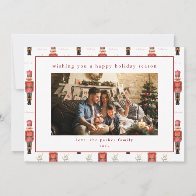 Festividades Cartão de Natal de Férias Nutcracker com Foto (Frente)