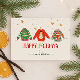 Festividades Cartão de Natal de festa com suéter feio e engraça