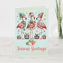 Cartão de Natal de Flamingo Tropical