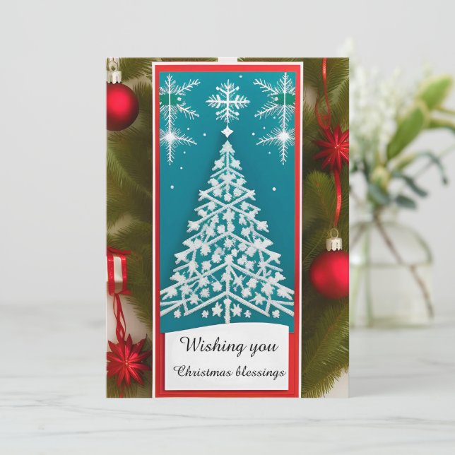 Festividades Cartão de Natal de Floco de Neve Festivo (Em pé/Frente)