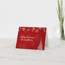 Festividades Cartão de Natal de Floco de Neve Vermelho e Branco