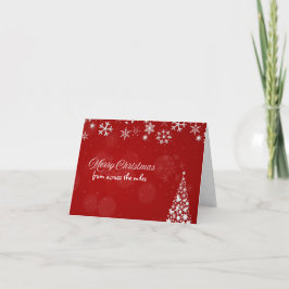 Festividades Cartão de Natal de Floco de Neve Vermelho e Branco