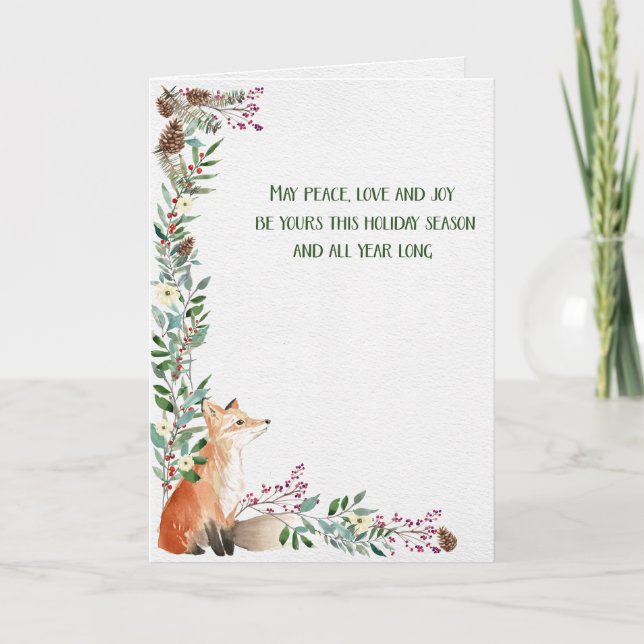 Festividades Cartão de Natal de Folhagem de Feriado de Inverno (Frente)