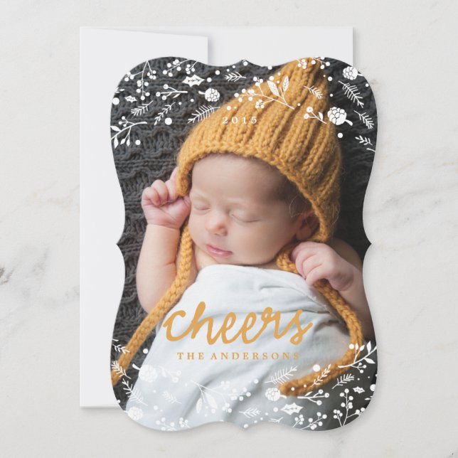 Festividades Cartão de Natal de Folhagem de Wreath de inverno (Frente)