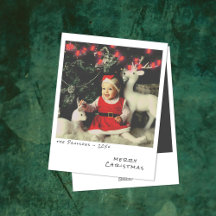Cartão de Natal de Foto Antiga - Luzes Vermelhas