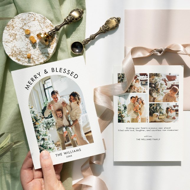 Festividades Cartão de Natal de Foto Arranjado Cartão Minimalis (Criador carregado)