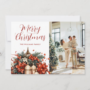 Festividades Cartão de Natal de Foto Botânica Elegante