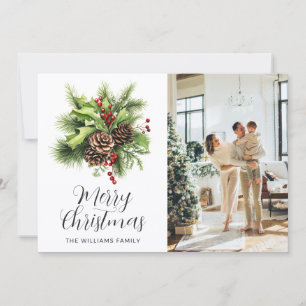 Festividades Cartão de Natal de Foto Botânica Elegante