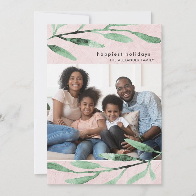Festividades Cartão de Natal de Foto Botânica Simples e Moderno (Frente)